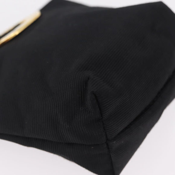 CELINE Circle Pouch Canvas Black Gold Auth 206900A