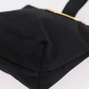 CELINE Circle Pouch Canvas Black Gold Auth 206900A-14