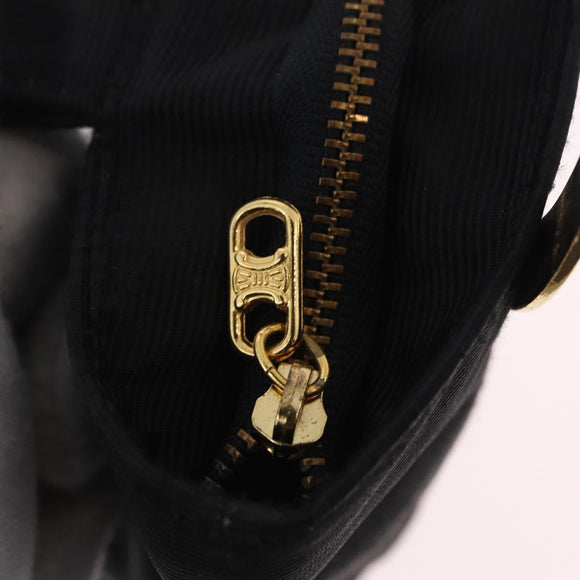 CELINE Circle Pouch Canvas Black Gold Auth 206900A