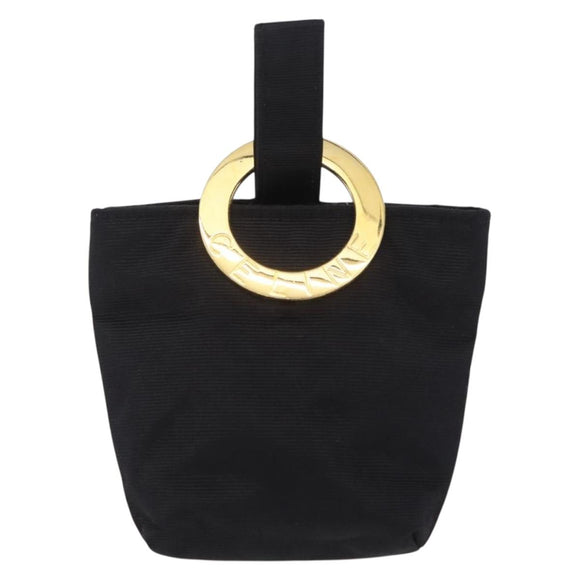 CELINE Circle Pouch Canvas Black Gold Auth 206900A