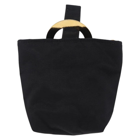 CELINE Circle Pouch Canvas Black Gold Auth 206900A