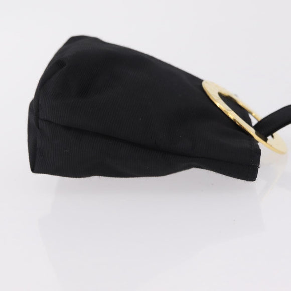 CELINE Circle Pouch Canvas Black Gold Auth 206900A