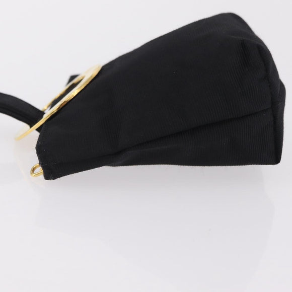 CELINE Circle Pouch Canvas Black Gold Auth 206900A