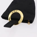 CELINE Circle Pouch Canvas Black Gold Auth 206900A-6