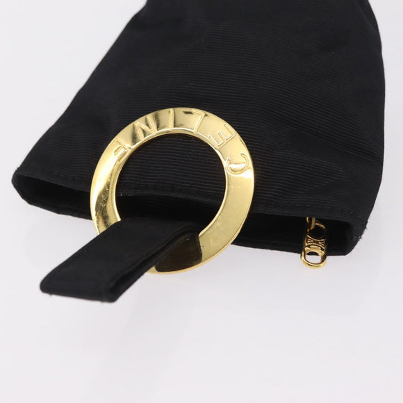CELINE Circle Pouch Canvas Black Gold Auth 206900A