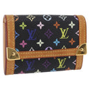 LOUIS VUITTON Monogram Multicolor Porte Monnaie Pla Black M92656 LV Auth 206901-1