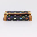 LOUIS VUITTON Monogram Multicolor Porte Monnaie Pla Black M92656 LV Auth 206901-6