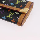 LOUIS VUITTON Monogram Multicolor Porte Monnaie Pla Black M92656 LV Auth 206901-14