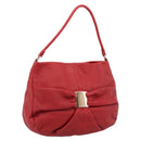 Salvatore Ferragamo Vala Shoulder Bag Leather Red Gold Auth 206910A-1