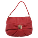 Salvatore Ferragamo Vala Shoulder Bag Leather Red Gold Auth 206910A-13