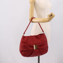 Salvatore Ferragamo Vala Shoulder Bag Leather Red Gold Auth 206910A-22