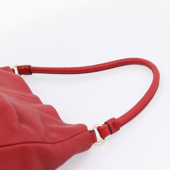 Salvatore Ferragamo Vala Shoulder Bag Leather Red Gold Auth 206910A