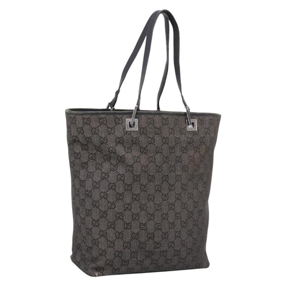 GUCCI GG Canvas Tote Bag Gray Silver 31243 Auth 206920