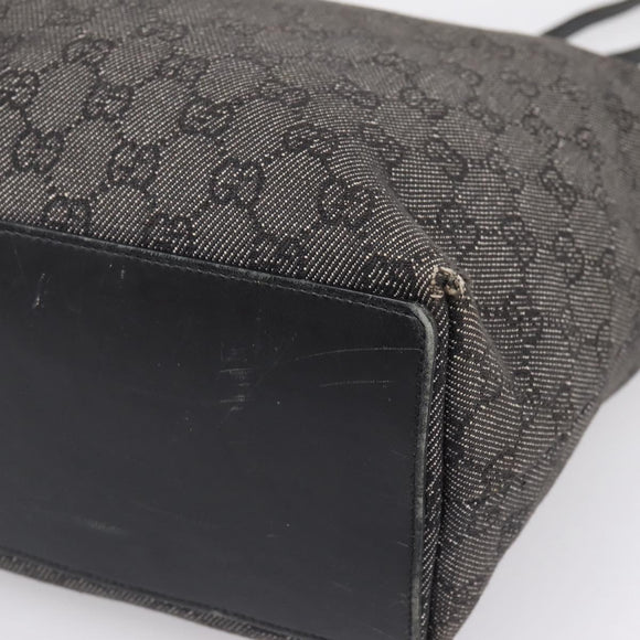 GUCCI GG Canvas Tote Bag Gray Silver 31243 Auth 206920