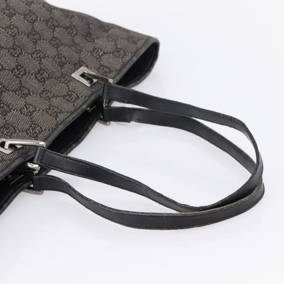 GUCCI GG Canvas Tote Bag Gray Silver 31243 Auth 206920