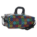 GUCCI GG Psychedelic Boston Bag PVC 2way Multicolor Silver 587866 Auth 206921SAM-1