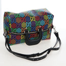 GUCCI GG Psychedelic Boston Bag PVC 2way Multicolor Silver 587866 Auth 206921SAM-8