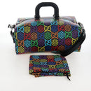 GUCCI GG Psychedelic Boston Bag PVC 2way Multicolor Silver 587866 Auth 206921SAM-12