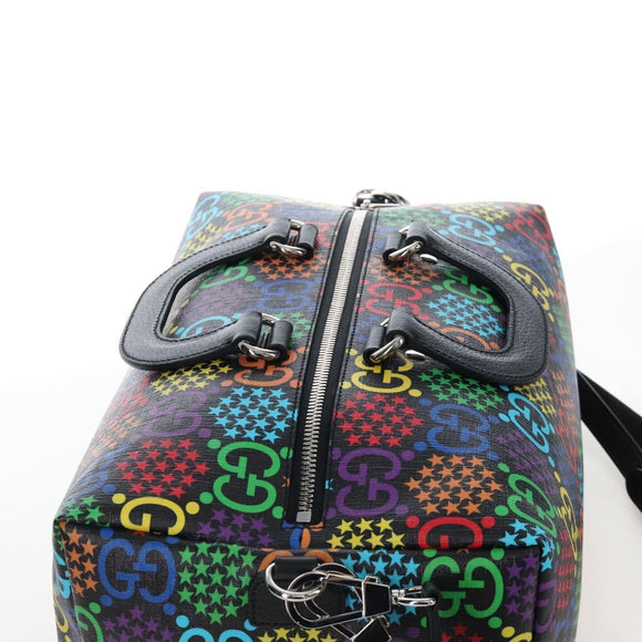 GUCCI GG Psychedelic Boston Bag PVC 2way Multicolor Silver 587866 Auth 206921SAM