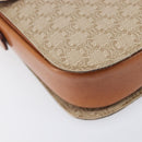 CELINE Macadam Canvas Horse Carriage Shoulder Bag PVC Beige Gold Auth 206923-15