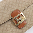 CELINE Macadam Canvas Horse Carriage Shoulder Bag PVC Beige Gold Auth 206923-18