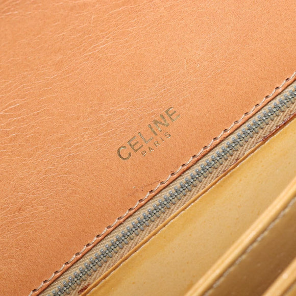 CELINE Macadam Canvas Horse Carriage Shoulder Bag PVC Beige Gold Auth 206923