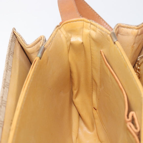 CELINE Macadam Canvas Horse Carriage Shoulder Bag PVC Beige Gold Auth 206923