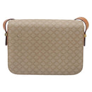 CELINE Macadam Canvas Horse Carriage Shoulder Bag PVC Beige Gold Auth 206923-2