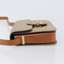 CELINE Macadam Canvas Horse Carriage Shoulder Bag PVC Beige Gold Auth 206923-4