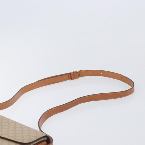 CELINE Macadam Canvas Horse Carriage Shoulder Bag PVC Beige Gold Auth 206923