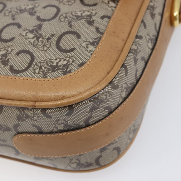 CELINE C Sulky Horse Carriage Shoulder Bag Coated Canvas Beige Gold Auth 206924