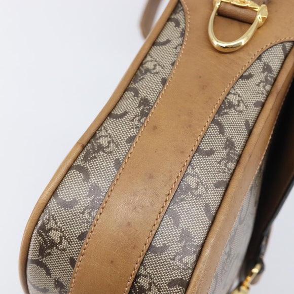CELINE C Sulky Horse Carriage Shoulder Bag Coated Canvas Beige Gold Auth 206924