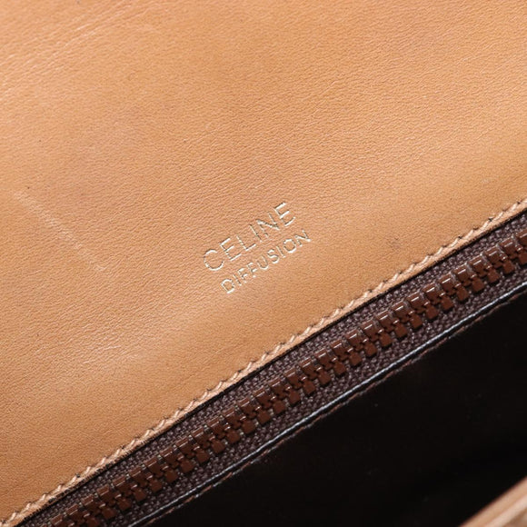 CELINE C Sulky Horse Carriage Shoulder Bag Coated Canvas Beige Gold Auth 206924