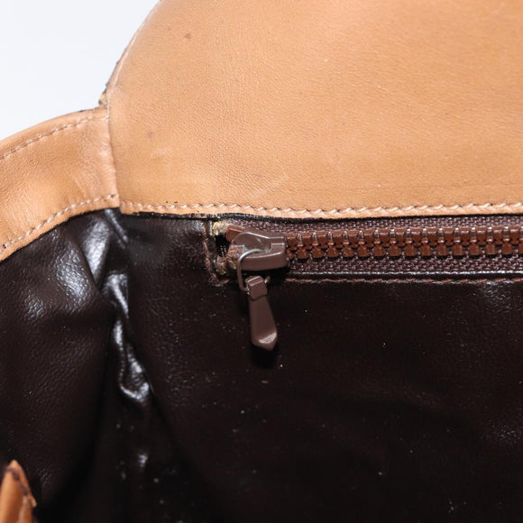 CELINE C Sulky Horse Carriage Shoulder Bag Coated Canvas Beige Gold Auth 206924