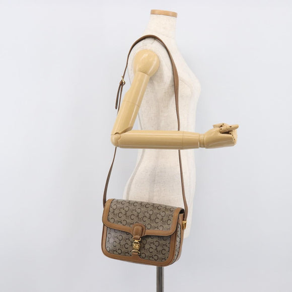 CELINE C Sulky Horse Carriage Shoulder Bag Coated Canvas Beige Gold Auth 206924