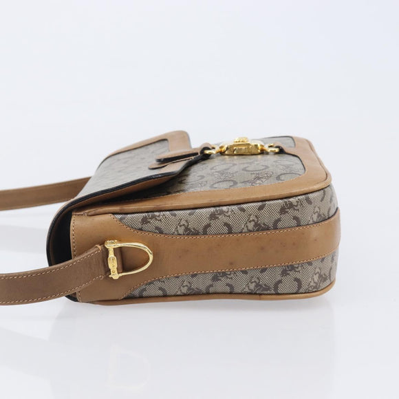 CELINE C Sulky Horse Carriage Shoulder Bag Coated Canvas Beige Gold Auth 206924