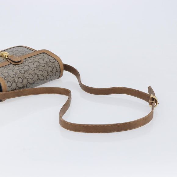 CELINE C Sulky Horse Carriage Shoulder Bag Coated Canvas Beige Gold Auth 206924