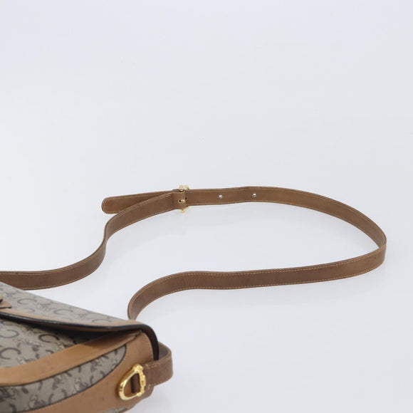 CELINE C Sulky Horse Carriage Shoulder Bag Coated Canvas Beige Gold Auth 206924