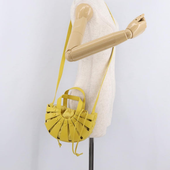 Bottega Veneta The Shell Hand Bag Leather 2way Yellow Auth 206926V