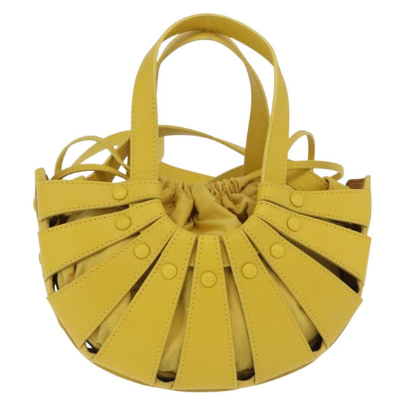 Bottega Veneta The Shell Hand Bag Leather 2way Yellow Auth 206926V