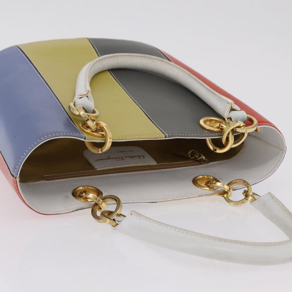 Salvatore Ferragamo Hand Bag Leather Multicolor Gold Auth 206927A