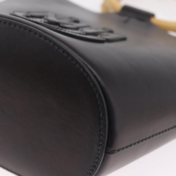 Miu Miu Bamboo Handle Hand Bag Leather 2way Black Gold Auth 206928M