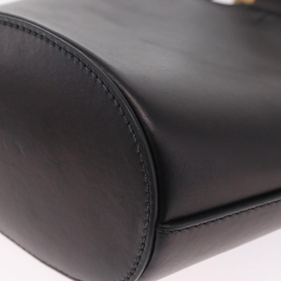Miu Miu Bamboo Handle Hand Bag Leather 2way Black Gold Auth 206928M