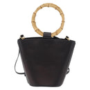 Miu Miu Bamboo Handle Hand Bag Leather 2way Black Gold Auth 206928M-2
