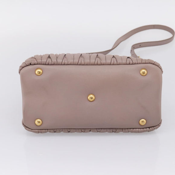 Miu Miu Matelasse Hand Bag Leather 2way Purple Gold Auth 206929A