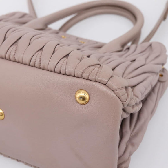 Miu Miu Matelasse Hand Bag Leather 2way Purple Gold Auth 206929A