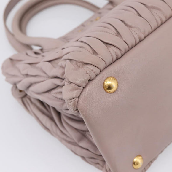 Miu Miu Matelasse Hand Bag Leather 2way Purple Gold Auth 206929A