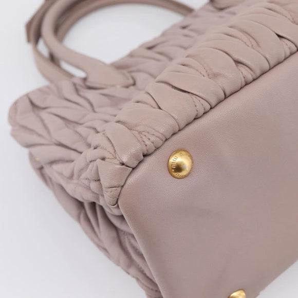 Miu Miu Matelasse Hand Bag Leather 2way Purple Gold Auth 206929A