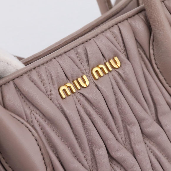 Miu Miu Matelasse Hand Bag Leather 2way Purple Gold Auth 206929A