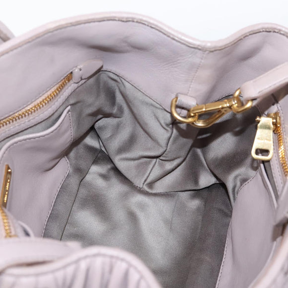 Miu Miu Matelasse Hand Bag Leather 2way Purple Gold Auth 206929A